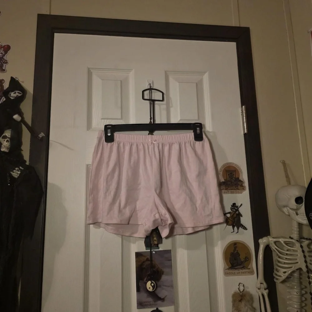 Women's Light Pink Athletic Lounge Shorts with Elastic Waist